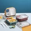 Bærbar Bento-lunsjboks i plast med saus og servise for voksne. Mikrobølgeovn Lekkasikker matoppbevaringsbeholdere