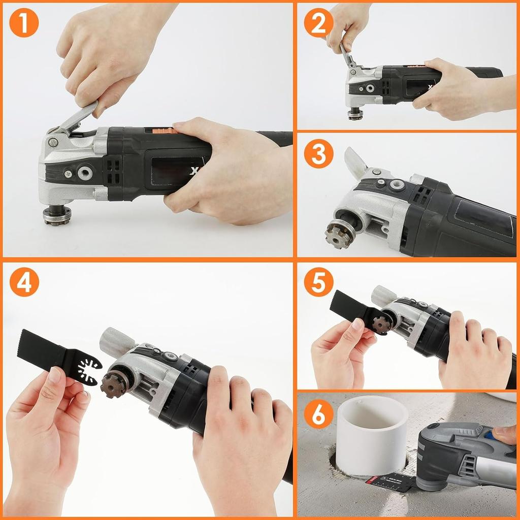 4 PCS Titanium Oscillating Saw Blades, Curved-Edge Multitool Blades for Cutting Hard Material, Metal Nails Wood and Plastic, Oscillating Tool Blades