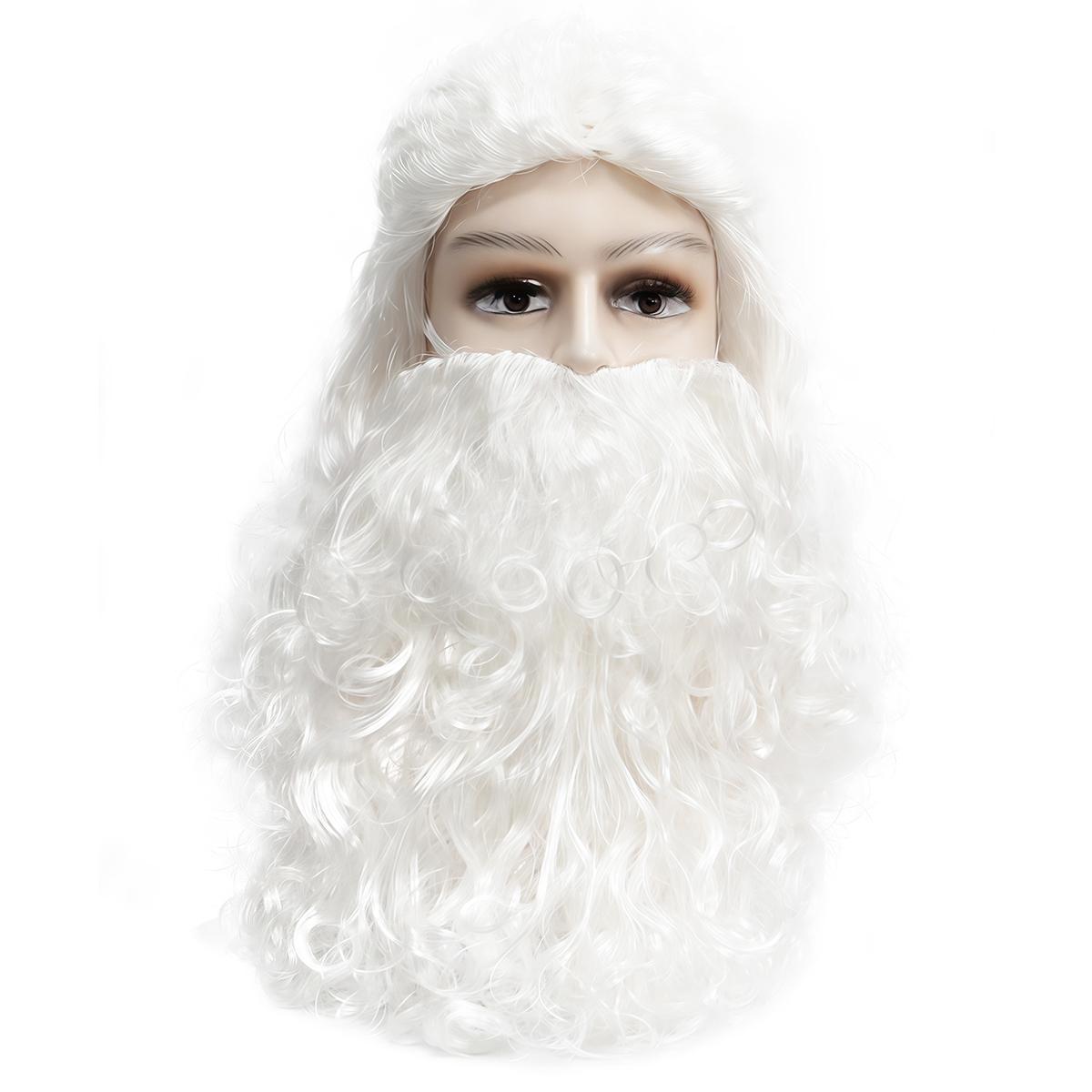 

Белые Длинные Кудрявые Волосы Длинный Большой Белый Набор Бороды Синтетический Парик из Химического Волокна | Праздничная Вечеринка Фигура Санта Клаус Косплей Парик
