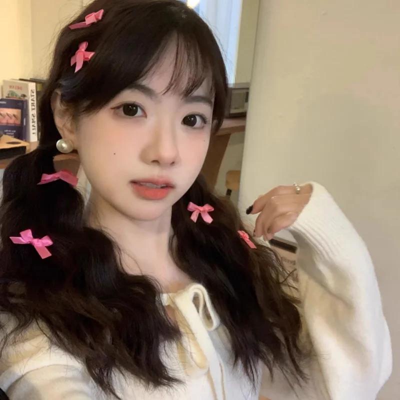 2026 Koreanische Süße Rosa Schleife Haarnadel Mädchen Damen Y2K Haarspange Lolita Entenschnabel Clip Seitenclip Kopfschmuck Haarschmuck