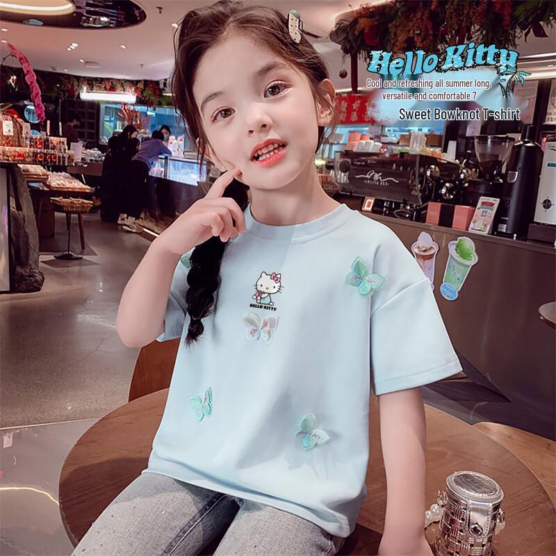 Hello Kitty Girls  Bowknot Short Sleeve T-Shirt 120