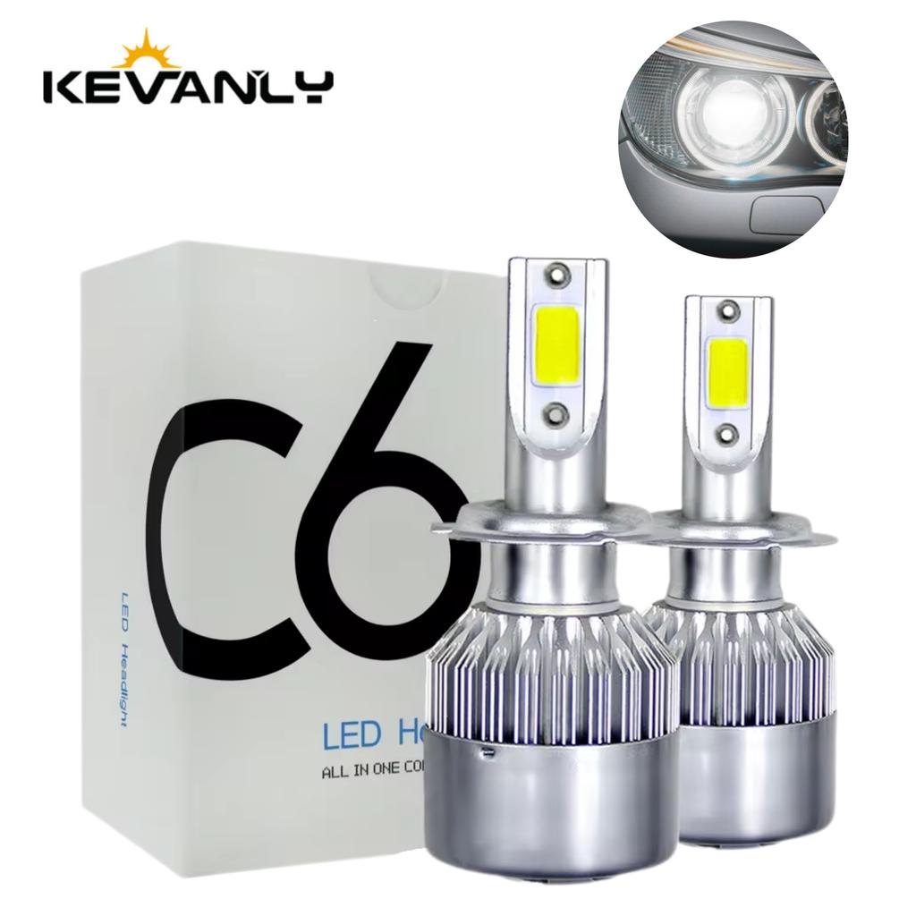 2pcs H7 6000K COB LED Bulbs C6 Car Lights 12V For Car Headlight Bulbs Car Fog Light Universal Auto Headlamps