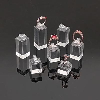 Pack of 7 Practical Sturdy Acrylic Rings Display Stands Portable Accessory for Jewelry Showcases and Exhibitions