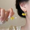 Vintage Smudging Enamel Pearl Drop Glaze Flowers Stud Earrings for Women Multi-colored Fashion Jewelry Accessories