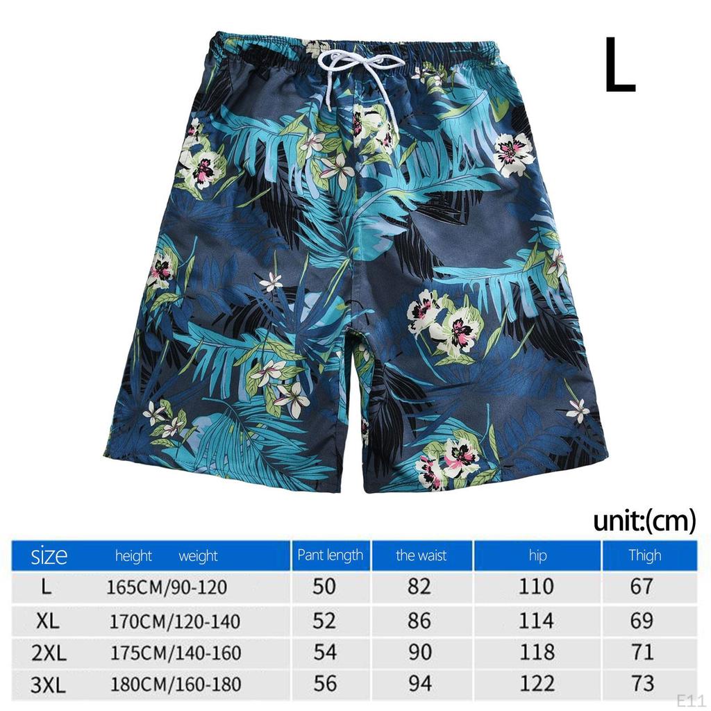 Men's Beach Shorts with Adjustable Drawstring and Printed Design - Perfect for Summer Parties