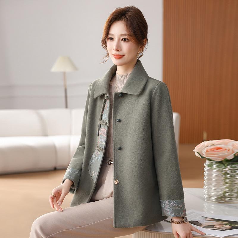 

2026 Autumn/Winter Stylish Woolen Coat for Women in Their 40s 2XL (105-120 jin) зелений