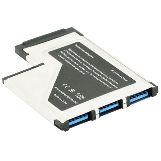 Super Speed 54mm Express Card to 3 Ports USB 3 Adapter Converter