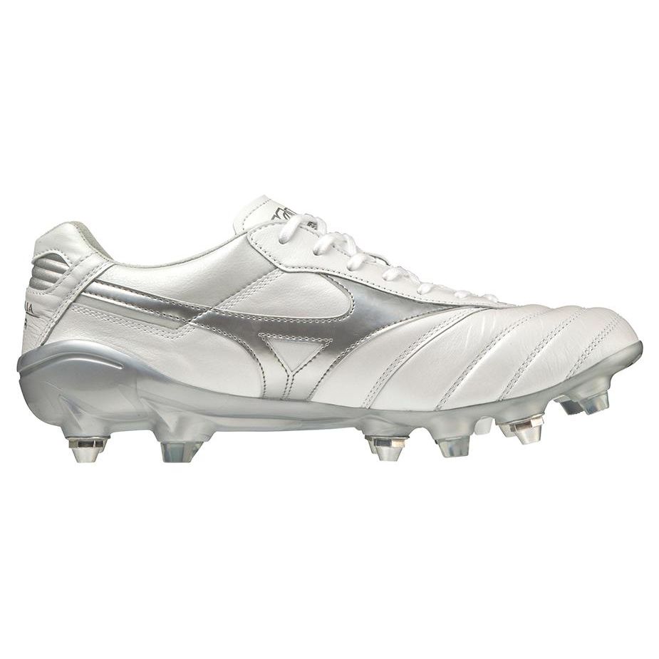 Mizuno Morelia Kangaroo Leather Comfortable Lightweight Soccer Shoes Men Soccer Shoes White Silver P1GC221003