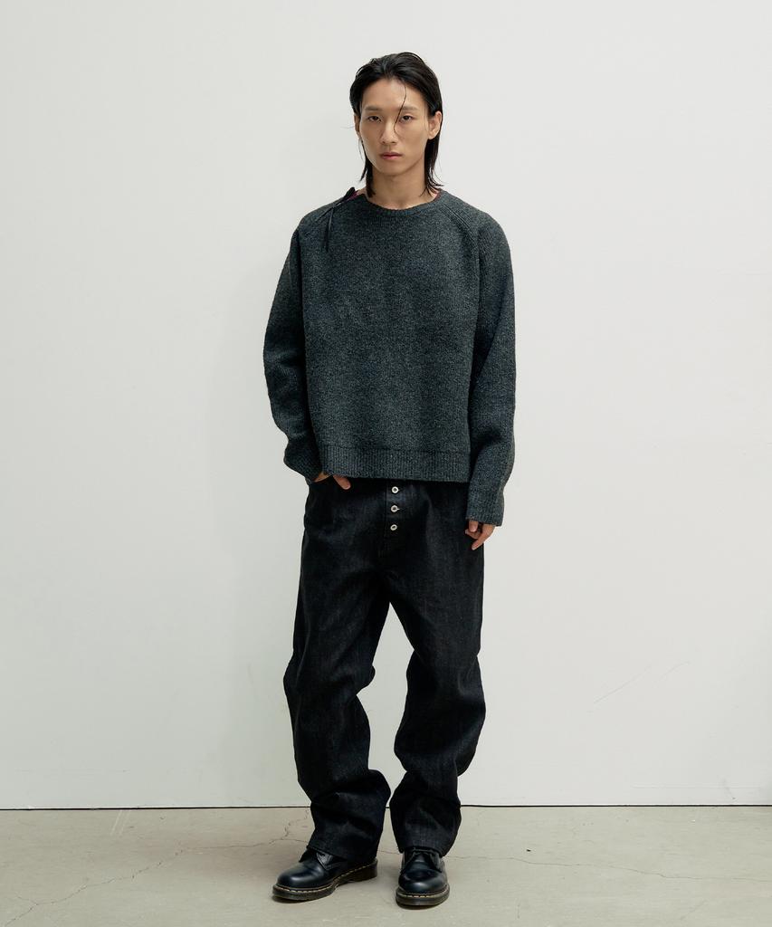 SLOWACID Slit Zipper Snug Knit [Charcoal]