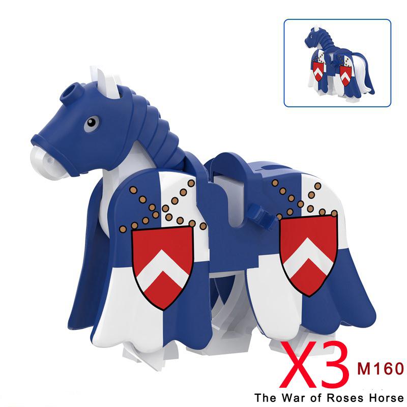Military Building Blocks Medieval Solider Knights Equipments Mount War-Horse Wolf Flag Vests Shields Fiery Dragon Mini Blocks