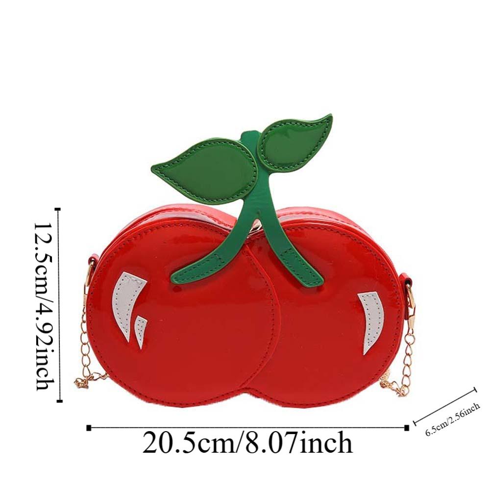 Waterproof Red Fruit Crossbody Bag Kawaii PU Shoulder Pouch Trendy Chain Cherry Shape Bag Vacation