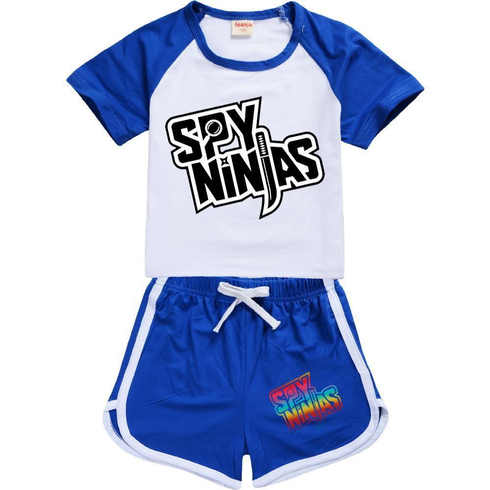 Spy Ninjas Letter Print Kids Tracksuit With Cotton And Polyester For Summer Play And Sports