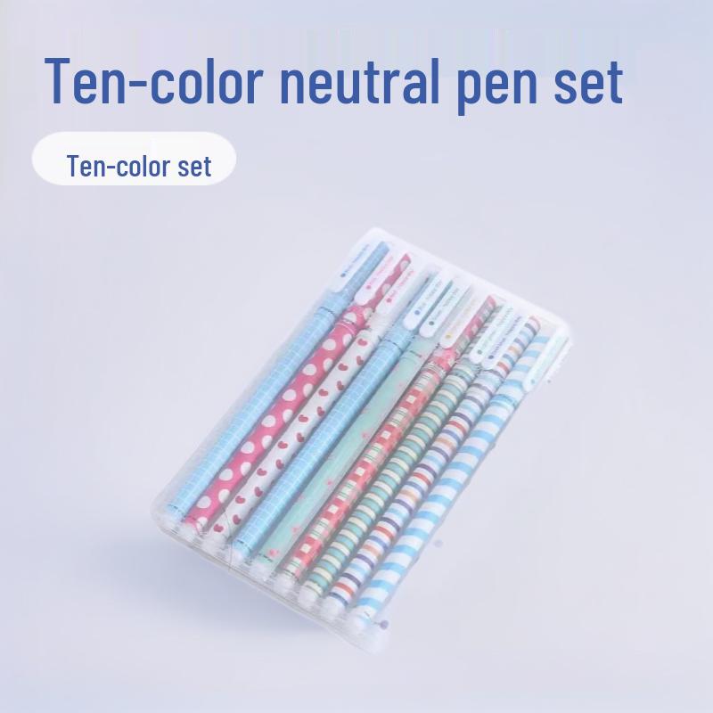 Ten-Color Student Fine Liner Set: Multi-Color Water-Based Pens for Learning 0.38mm