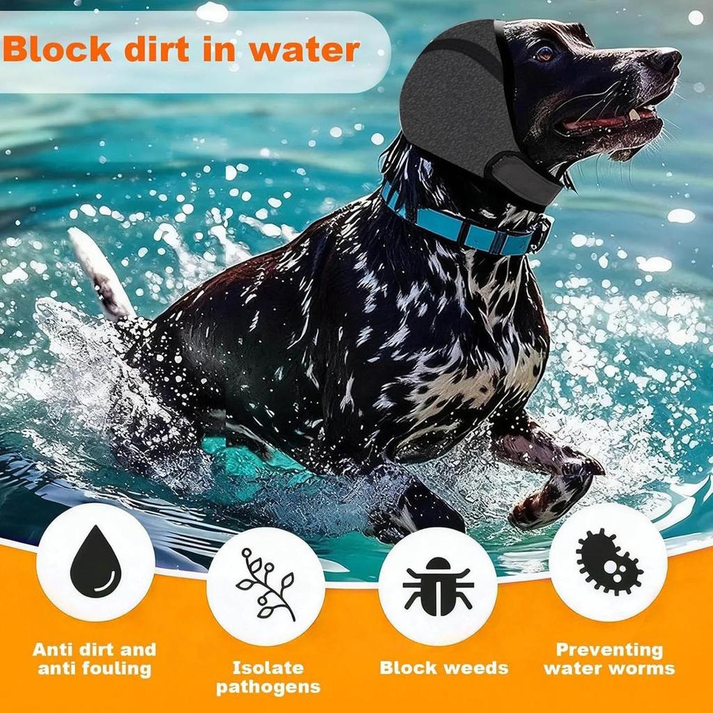 Hunde-Ohrenabdeckung Wasserdicht Geräuschunterdrückendes Stirnband zum Schwimmen Baden Pflege Angstlinderung Französische Bulldoggen Hunde Haustier-Ohrenschützer