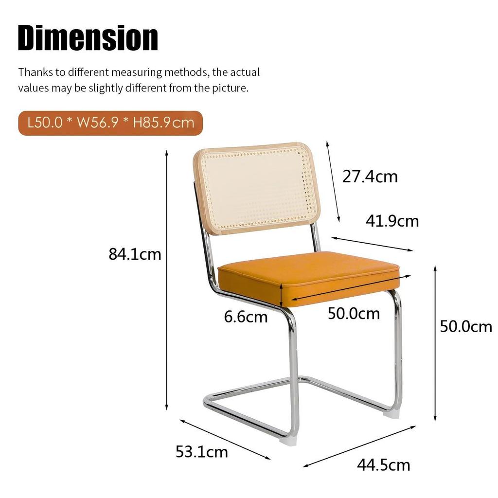Set di 2 Sedie da Pranzo, Sedie Accento in Velluto e Rattan con Gambe Cromate, Sedie Moderne Mid-Century Design Breuer, Sedie da Pranzo Soggiorno Cucina