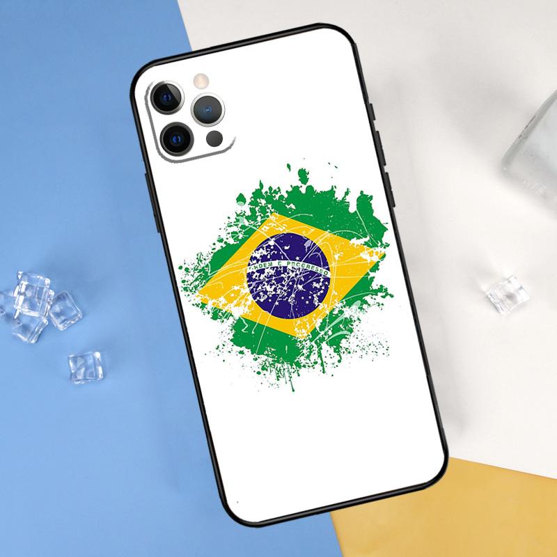 Brazil Brazilian Flag Phone Case For iPhone 16 15 13 11 12 14 Pro Max Mini X XR XS Max Plus Soft Cover