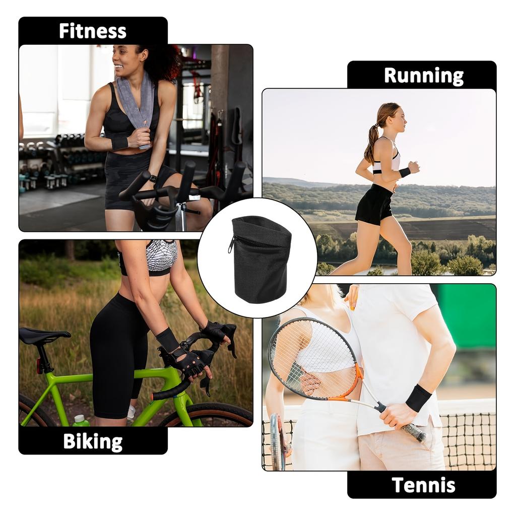 1 Zipped Wrist Wallet, Unisex Key Card Organizer, Suitable for Running, Sports, and Hiking