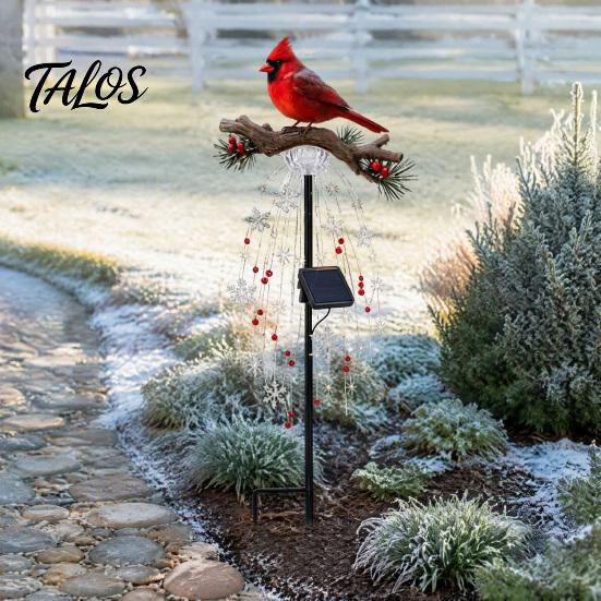 Easy Install Stake Lights Red Bird Solar Garden Light, Waterproof Landscape Lamp with Warm Glow, Ornaments for Lawn Flower Bed Outdoor Metal