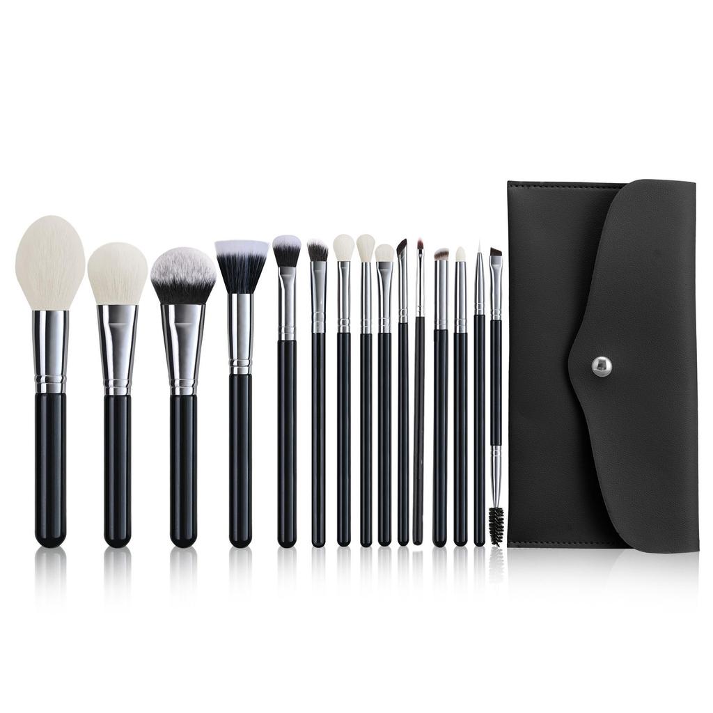 Cangzhou 15-Piece Animal Hair Makeup Brush Set: Eye Shadow & Foundation Brushes