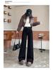 Autumn Winter 2025 High-Waist Black Jeans: Women's Slimming Loose Wide-Leg Pants
