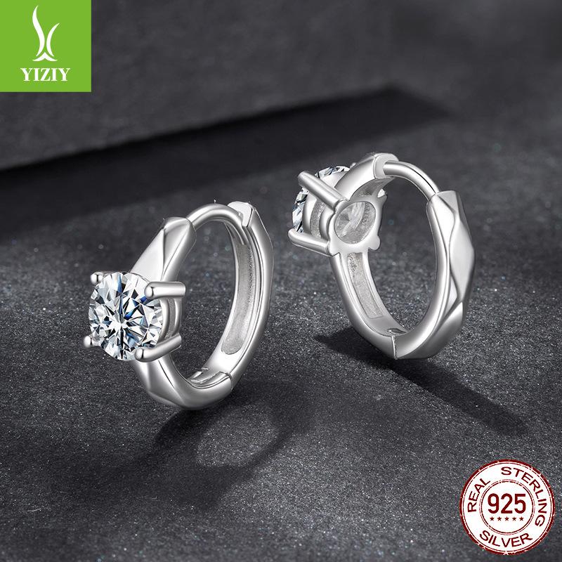 D Color 50 Points Shining Moissanite Ear Buckle Light Luxury Premium S925 Sterling Silver Earrings With Certificate