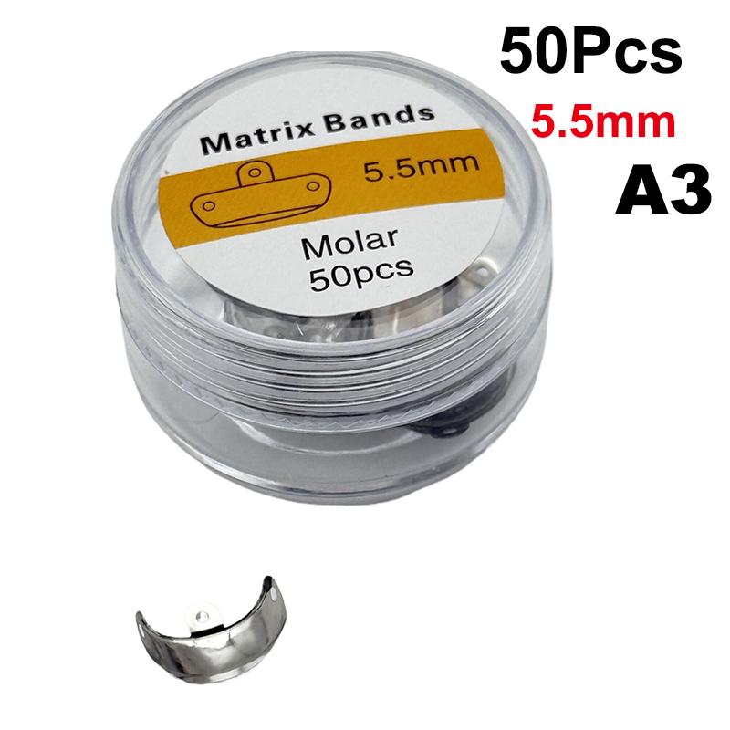 50Pcs/Box Dental Matrix Bands Sectional Metal Matrices Matrix 3.5/4.5/5.5/6.5Mm Size Teeth Replacement Dentist Tools