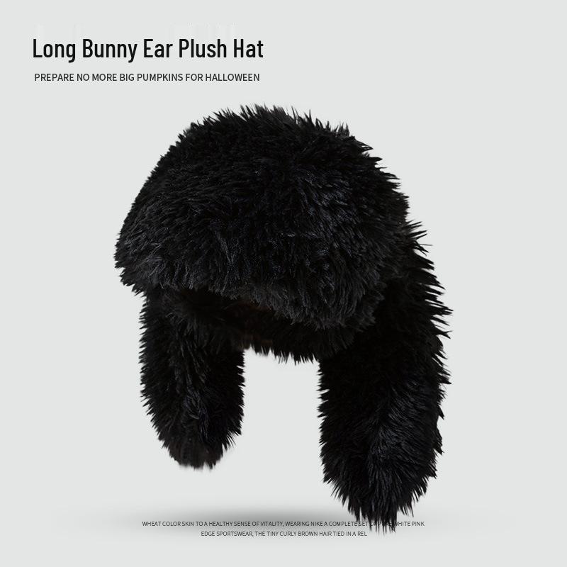 Sweet Rabbit Ear Plush Hat for Women - Winter Warm & Cold-Proof Beanie with Ear Protection