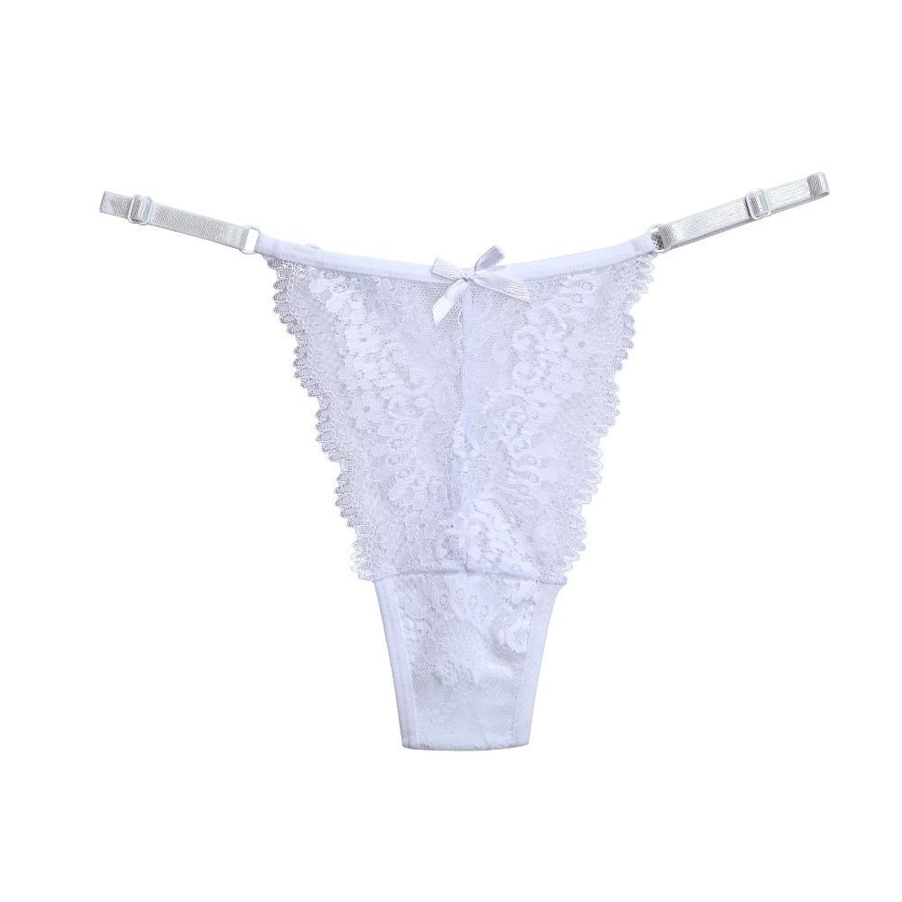 Breathable Soft Lace Flower Thongs Solid Color Underpants Low Waist Briefs Lingerie Traceless T-back Panties Daily Wear