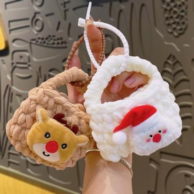 Cute Cartoon Knitted Mini Coin Purse, Christmas Hand-woven Keychain Accessory and Creative Storage Bag