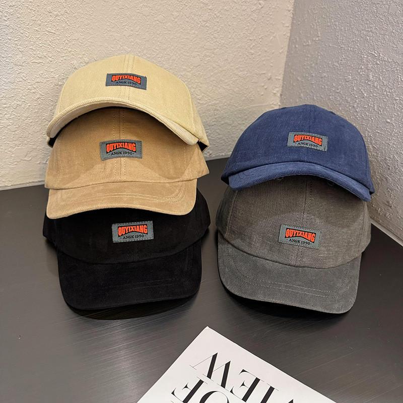 Solid Retro Color Letter Soft Top Fitted Cap Sunshade Ventilation Women Men