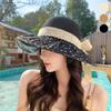 Women's Straw Weave Bucket Hat with Lace