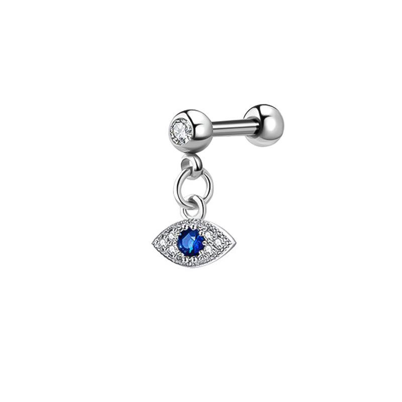 Edelstahl Zirkonia Hantel Knorpelohrringe mit Teufelsteckern, Auf Lager