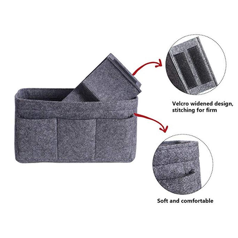 Women Fashion Felt Cloth Inner Bag Fits In Insert Handbag Multi-Pockets Cosmetic Bags Storage And Personal Belongings Organizer