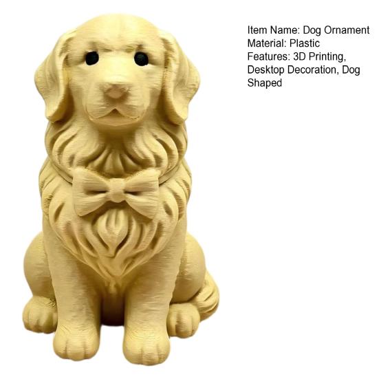 3D Printed Dog Figurine Mini Bow Tie Dog Collectible Statue Animal Shape Desktop