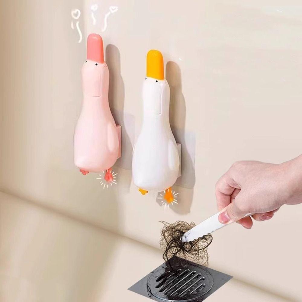 

5pcs 2-in-1 Garbage Clip Cute Cleaning Clip Durable Duck Bathroom Hair Clip Toilet