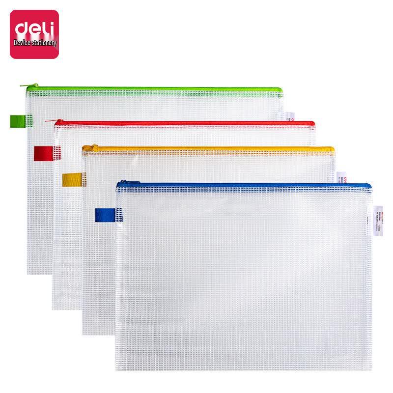 Deli A4 Waterproof Zipper File Bags (10-Pack)