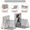 Vinyl Record Holder 9 Slot Metal Storage Rack Vinyl Albums Storage Organizer Magazine Book CD Album Triangle Display Rack Record