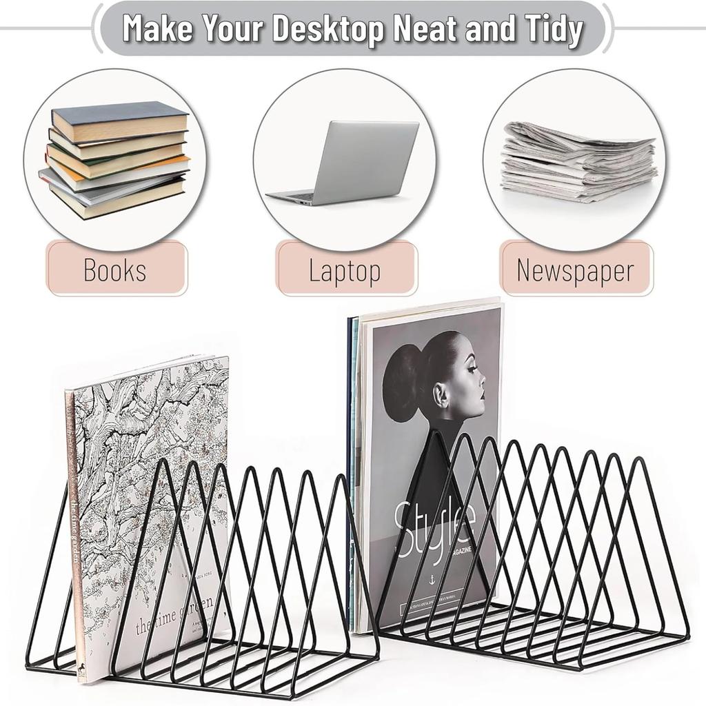 Vinyl Record Holder 9 Slot Metal Storage Rack Vinyl Albums Storage Organizer Magazine Book CD Album Triangle Display Rack Record
