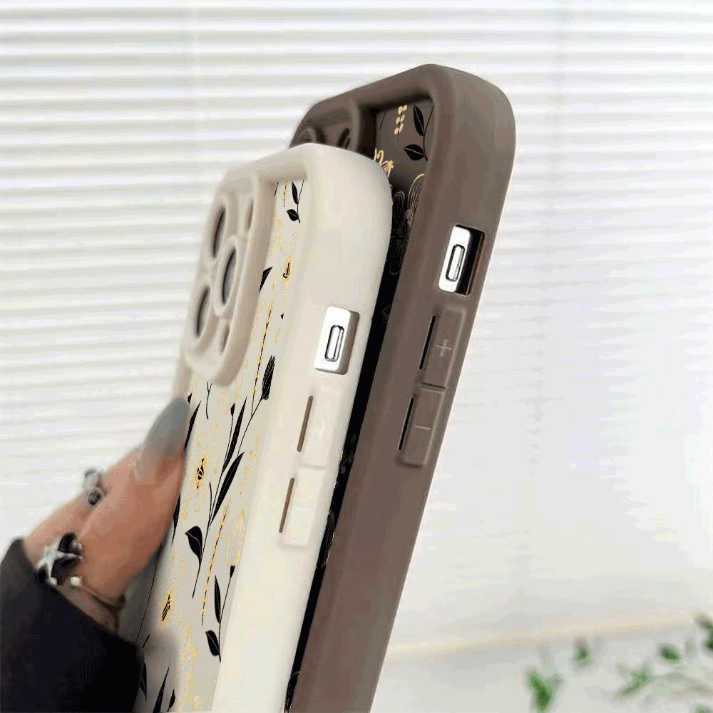Gold Black Floral Pattern Phone Case for Xiaomi Redmi Note 14 13 12 11 10 9 8 7 Pro Shockproof Anti-Slip Soft TPU Cover