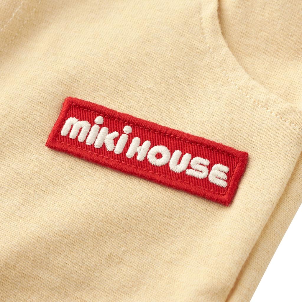 Für Jungen und für den Kindergarten und beige [Miki House] WEB-exklusive 3/4-Hose, Stretch, uni, Logo, Mädchen, Baby, Kinder, Kinderbekleidung,