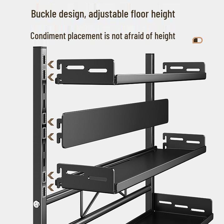 Πολυεπίπεδη Ραφιέρα Κουζίνας Χωρίς Τρύπημα για Μπαχαρικά, Μαχαίρια και Τσόπστικ - Πολυλειτουργικό Ντουλάπι Αποθήκευσης Πάγκου.