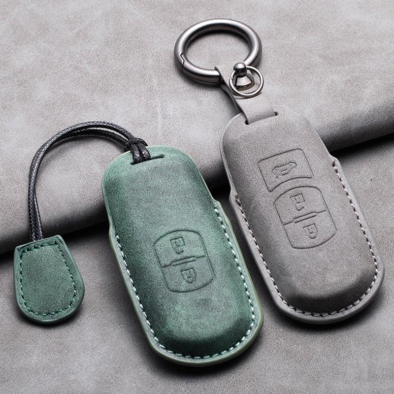 2/3 Buttons Leather Car Key Case Cover for Mazda 2 3 5 6 GH GJ Axela Atenza CX-5 CX5 CX-3 CX-7 CX8 CX-9 2016 2017 2018 CX 2020