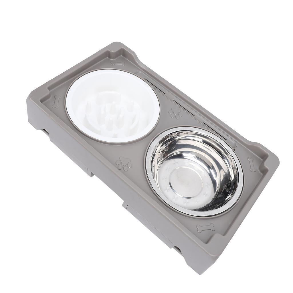 Elevated Dog Bowl Adjustable Height Promote Healthy Digestion Antislip Slow Feeder Food Water Bowl