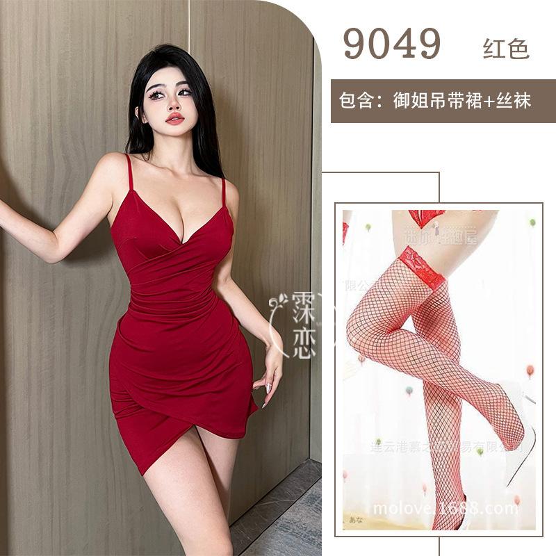 Sexy lingerie pure desire uniform nightclub tight hip wrap free from deep V bed passion