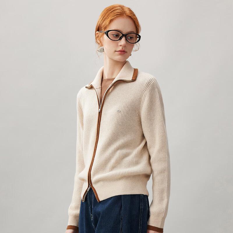 Kemengboka Women's 100% Cashmere Zipper Cardigan