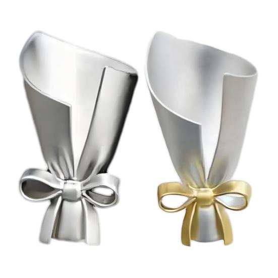 Broszka Miniaturowy Wazon Design Lekka Broszka ze Stopu z Kokardką Gładkie Błyszczące Wykończenie Noszalny Dodatek Artystyczny