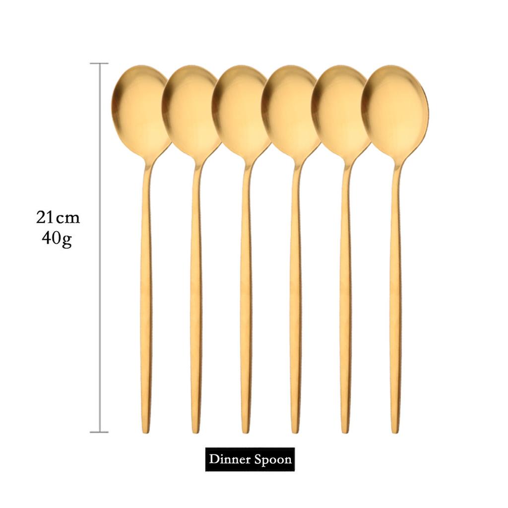 Pachet de 6 linguri rotunde pentru supă de uz casnic linguri de cină din oțel inoxidabil Linguri de masă cu mâner lung în stil coreean Veselă de bucătărie