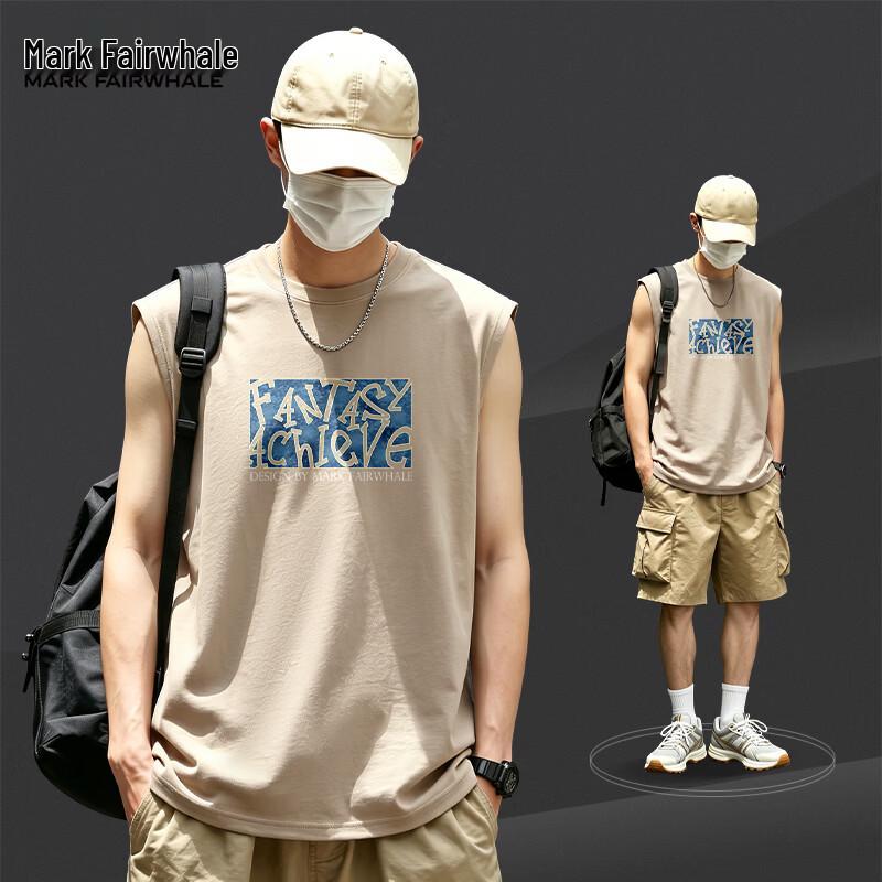 Mark Hua Fei Men s Cotton Retro Sleeveless Sports T-Shirt 2XL песочный