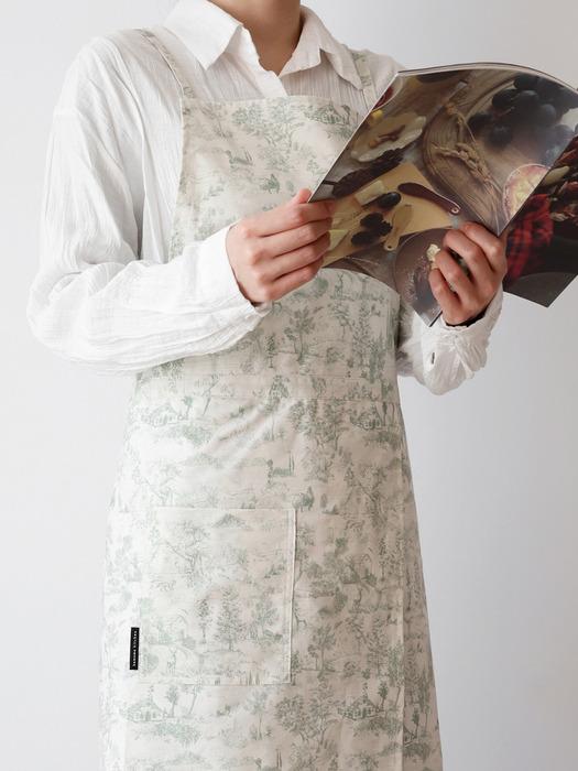 kamomekitchen labelle layered waterproof apron green