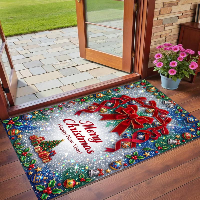 Weihnachtlich bedruckter quadratischer Teppich, weich, rutschfest, für Schlafzimmer, Weihnachtsgeschenk